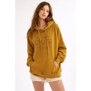 San X Rilakkuma‎ Hoodie Mustard Yellow Graphic Bear Pullover Women's Size M